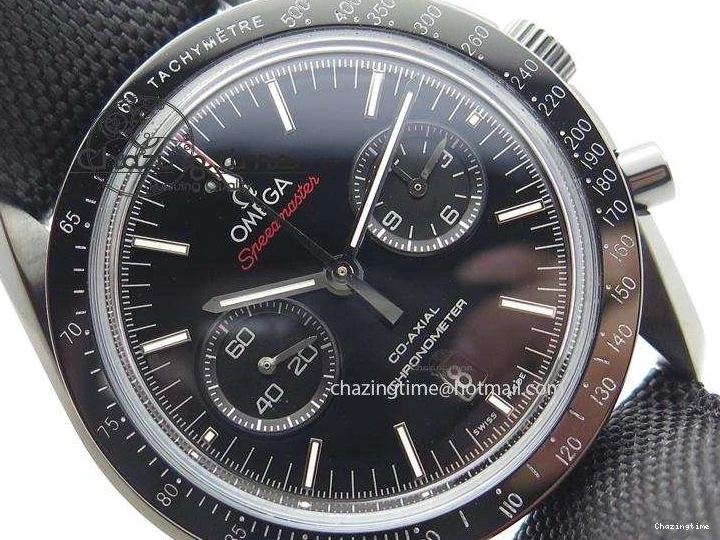 0817 DailyWear Speedmaster Professional Chronometer PVD Black Dial On Black Leather Strap A 8259